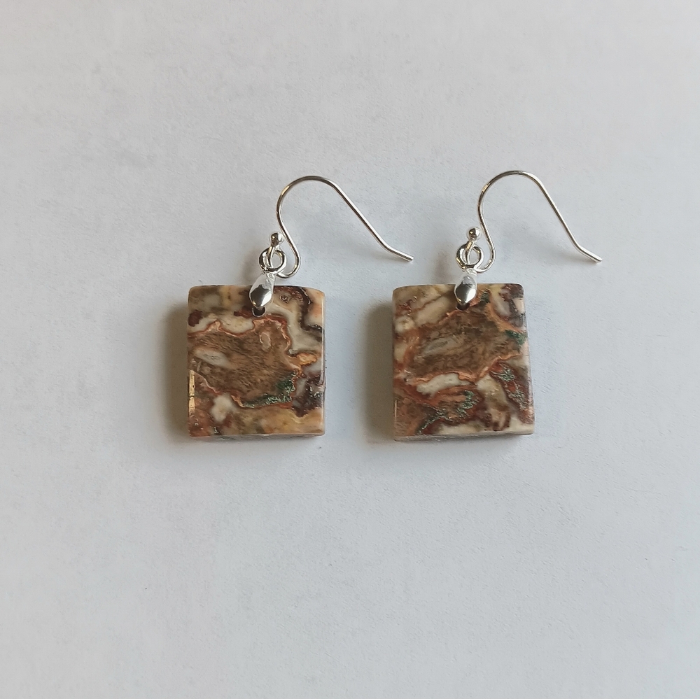 Maligano Jasper Gemstone Earrings with 925 Sterling Silver Findings
